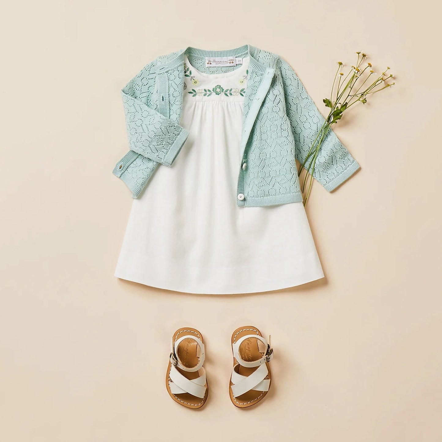 女婴青色樱桃棉开衫