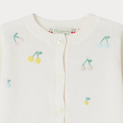 女婴白色刺绣棉开衫