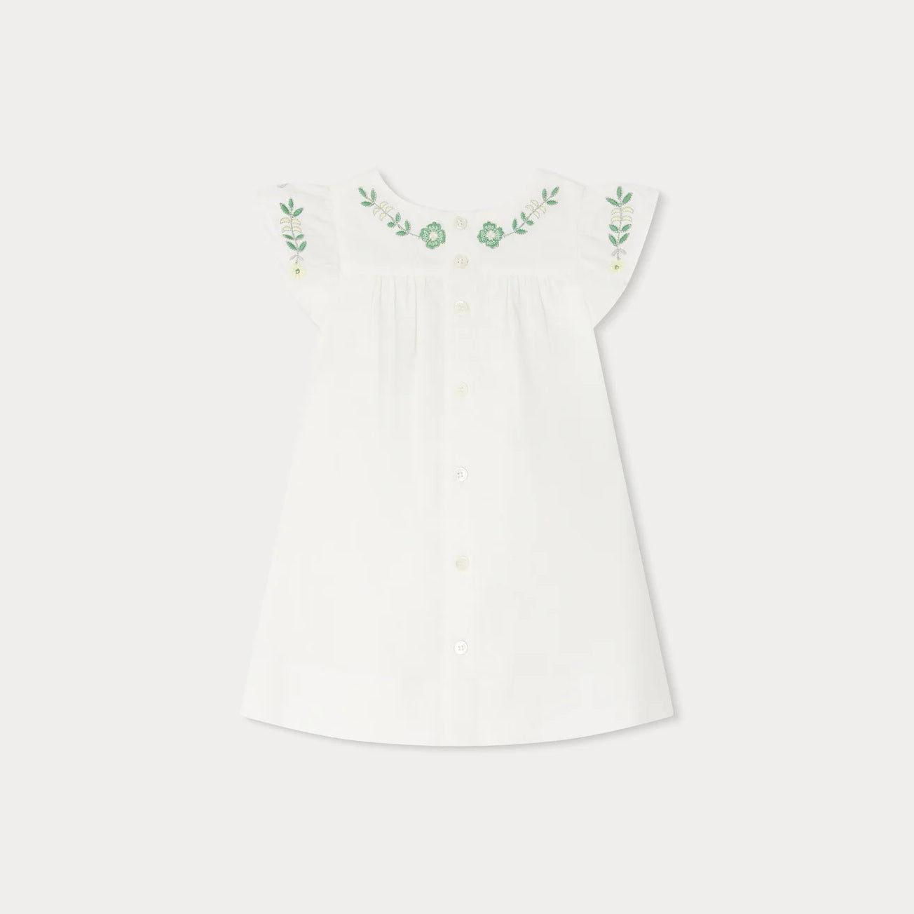 女婴白色刺绣棉连衣裙