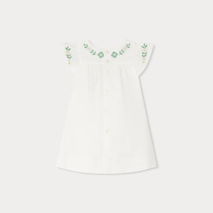 女婴白色刺绣棉连衣裙