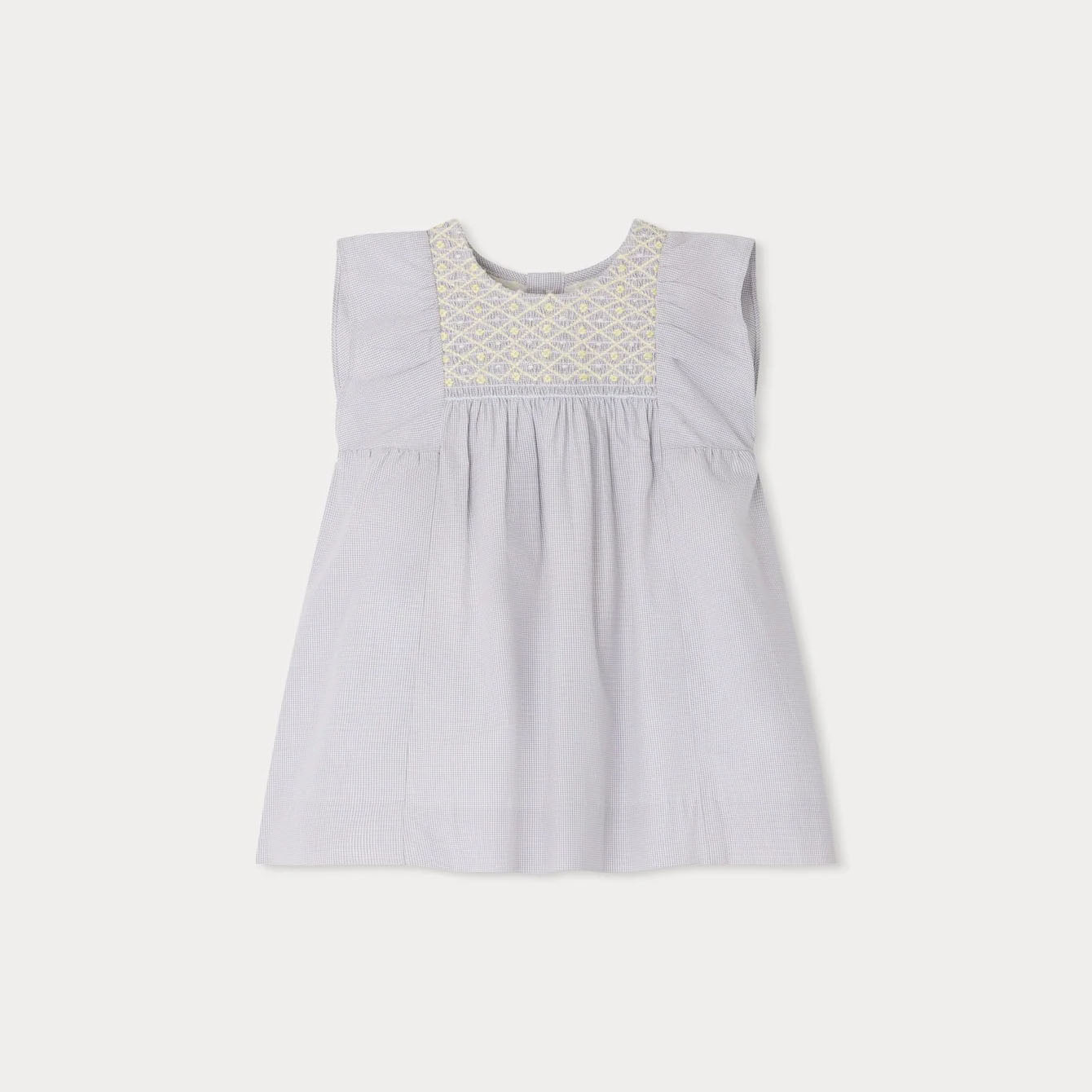 女婴灰蓝色棉连衣裙