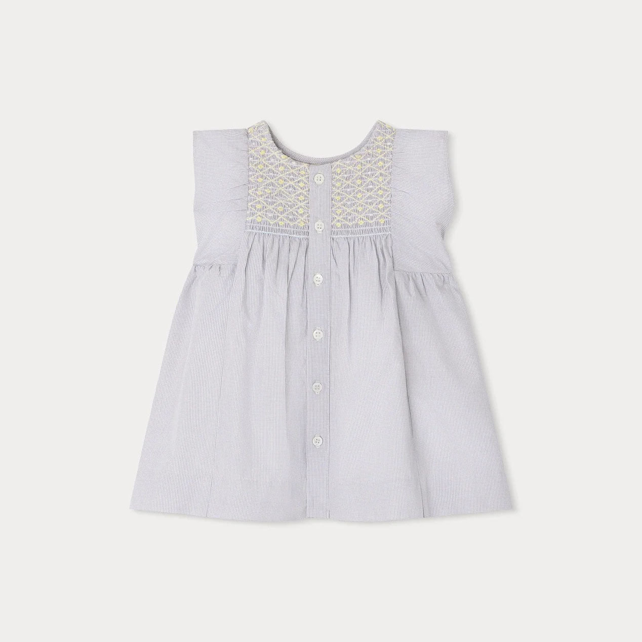 女婴灰蓝色棉连衣裙