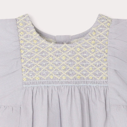 女婴灰蓝色棉连衣裙