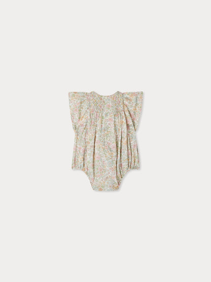 Barboteuse Edelili smockée en tissu Liberty