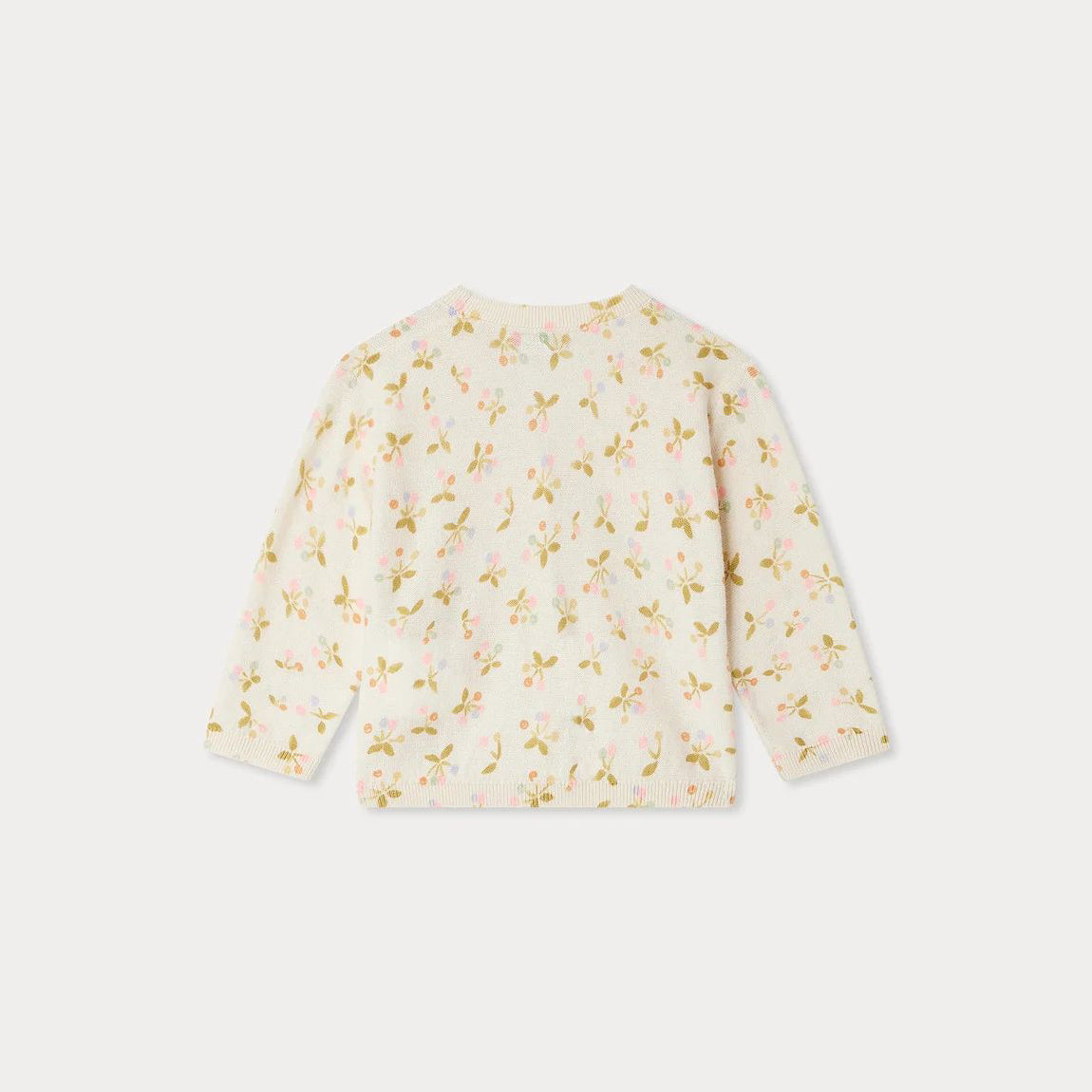 女婴象牙白樱桃印花棉开衫