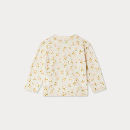 女婴象牙白樱桃印花棉开衫