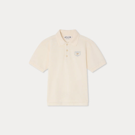 男童白色棉Polo衫