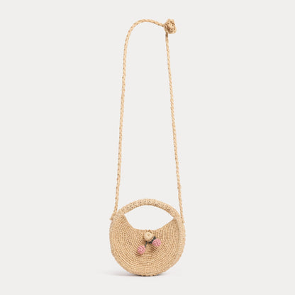 女童米色拉菲草单肩包(19 x 19.5 x 10 cm)