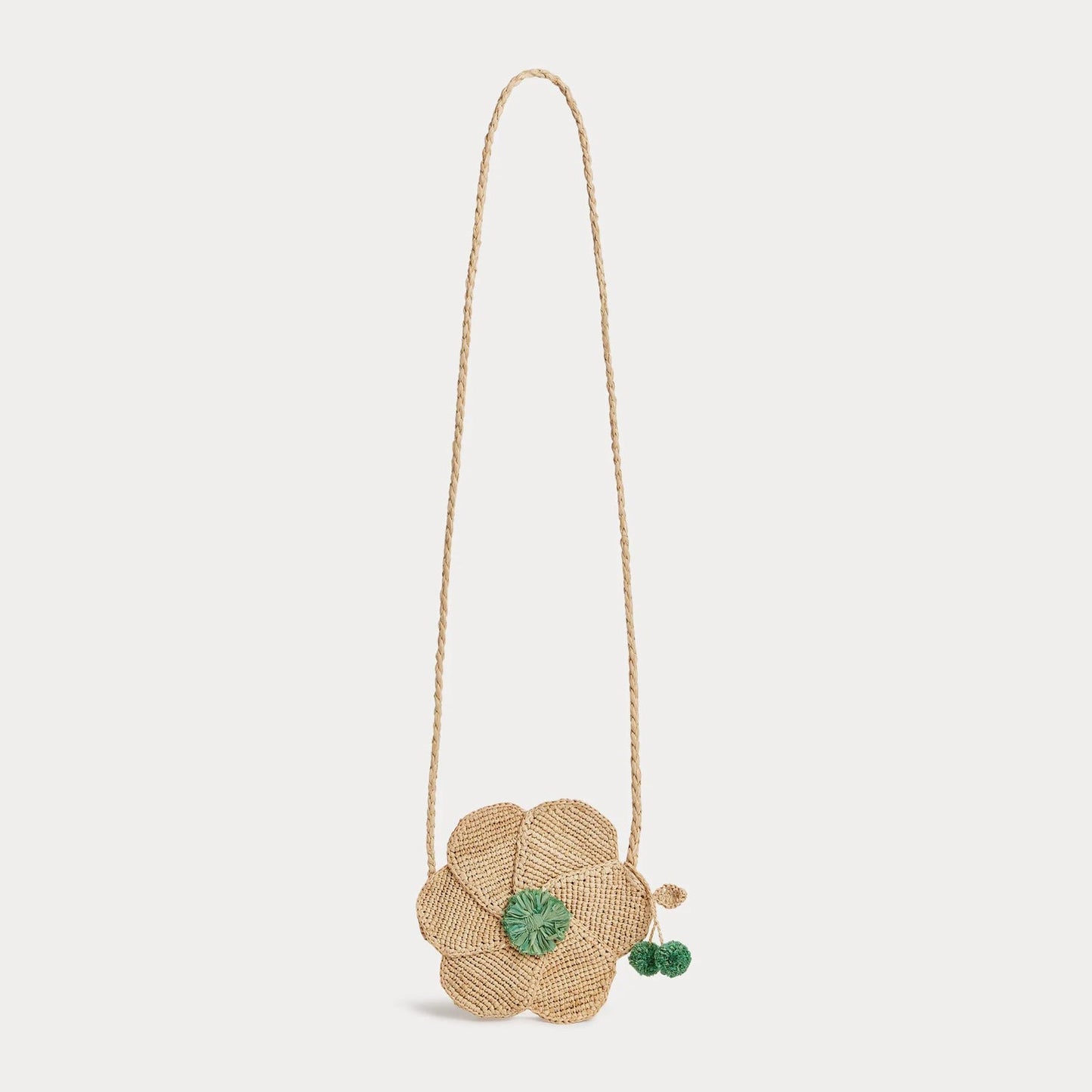女童米色拉菲草单肩包(16.5x16.5cm)