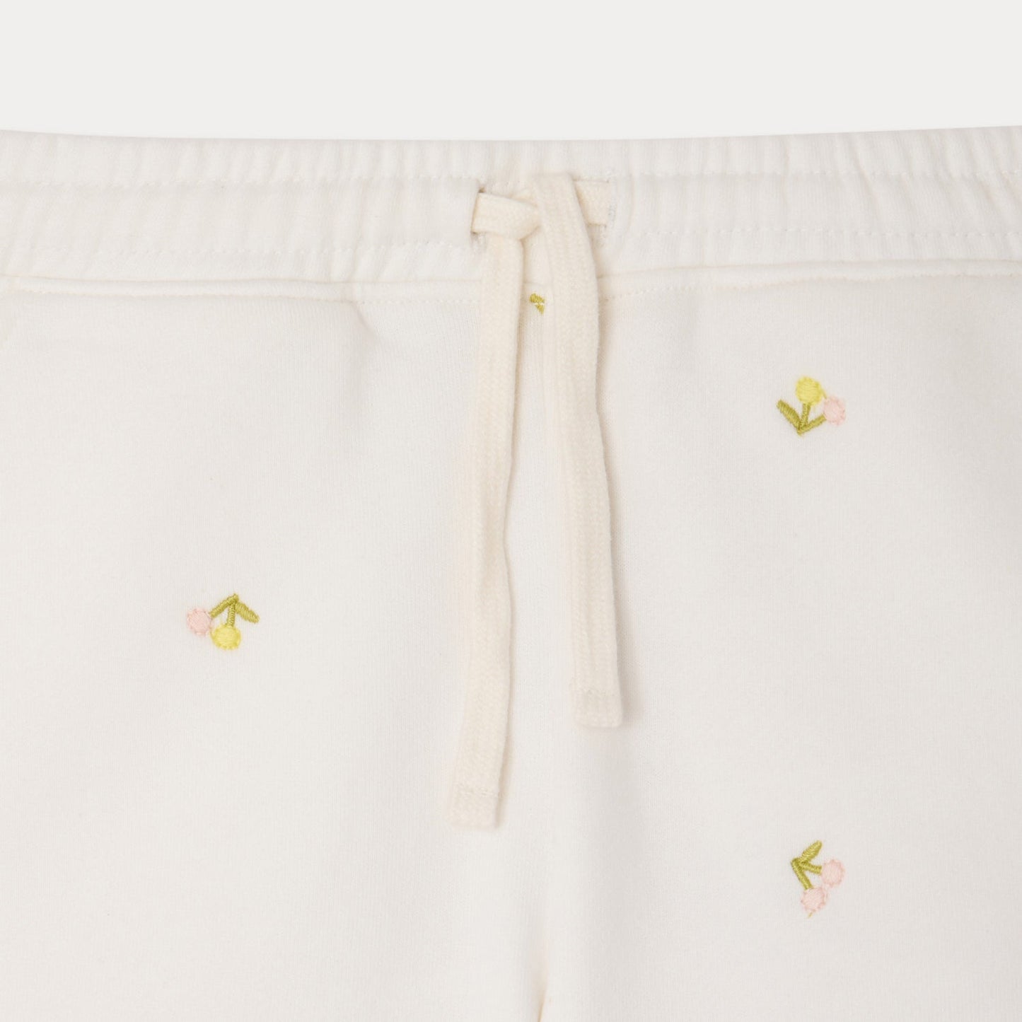 女童白色樱桃刺绣棉短裤