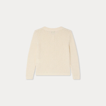 女童白色镂空棉开衫