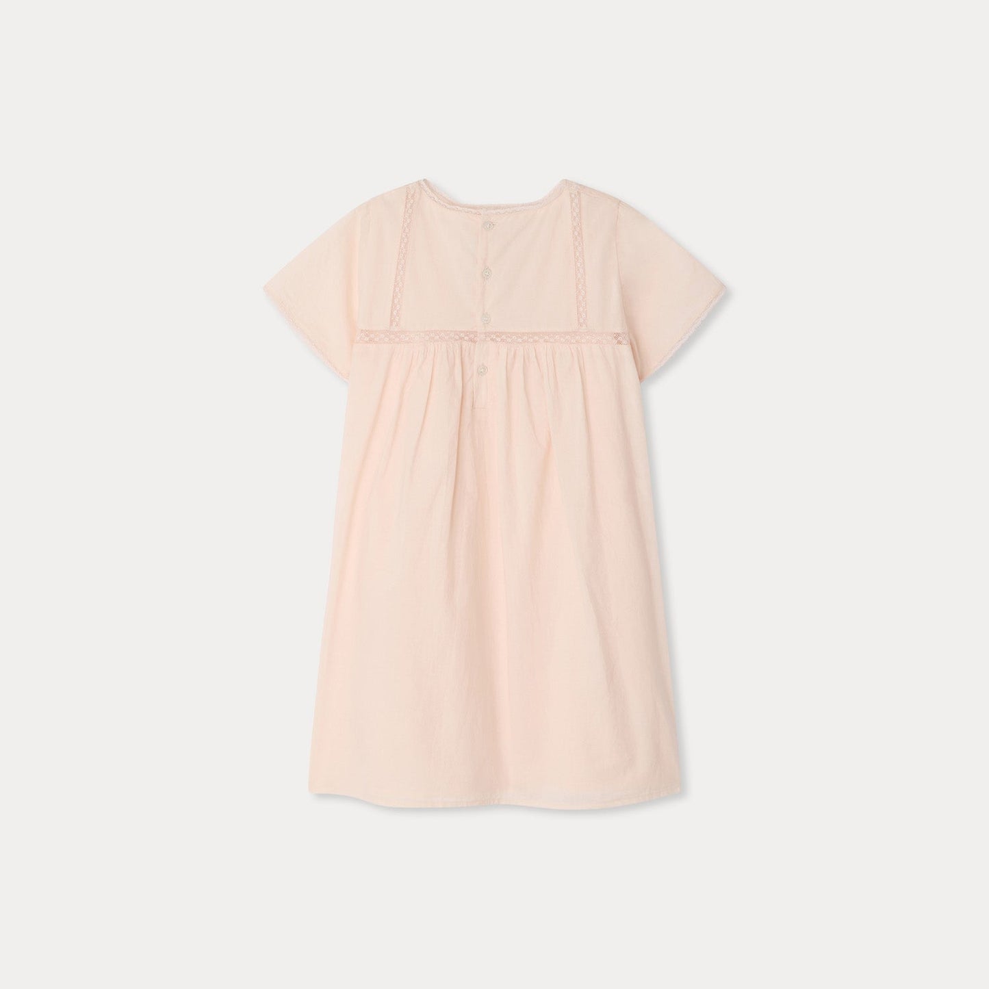 女童玫瑰粉色棉连衣裙