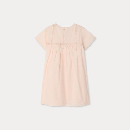女童玫瑰粉色棉连衣裙