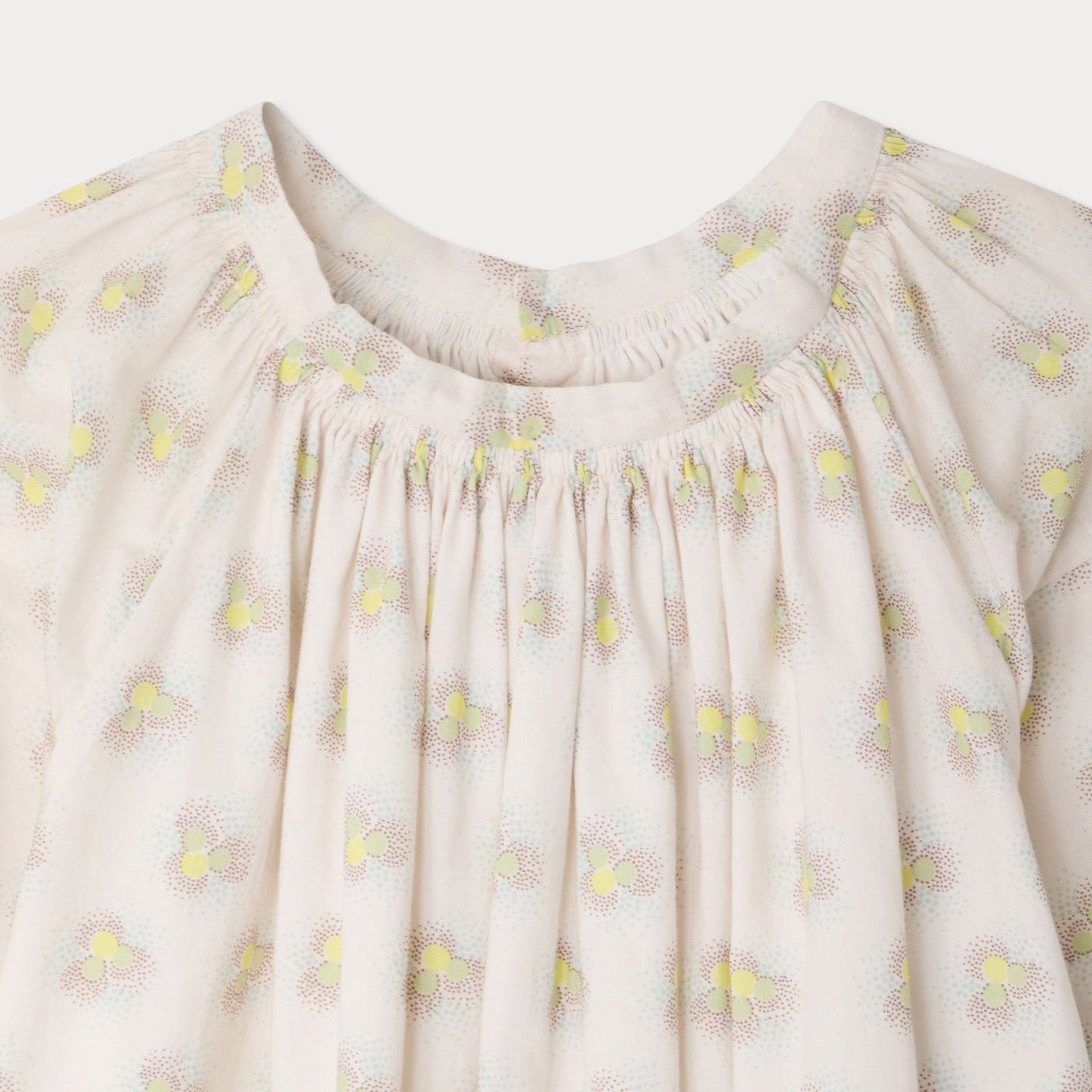 女童米白色印花棉连衣裙