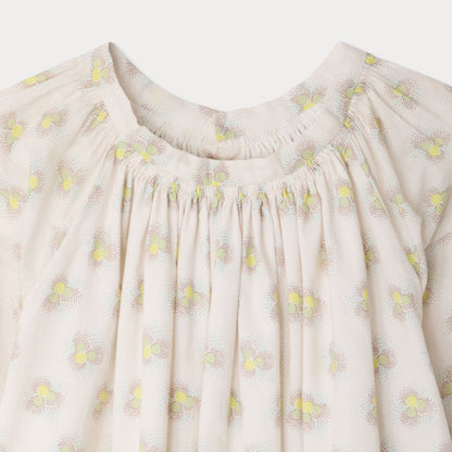 女童米白色印花棉连衣裙