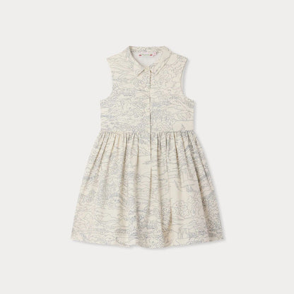 女童象牙白印花棉连衣裙