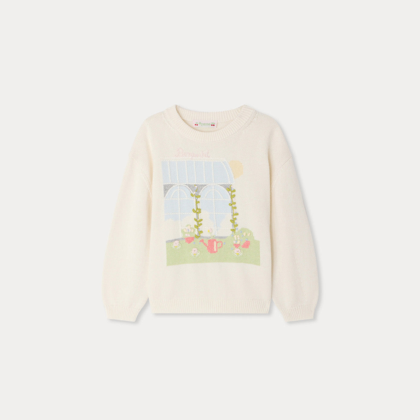 女童白色提花棉毛衣