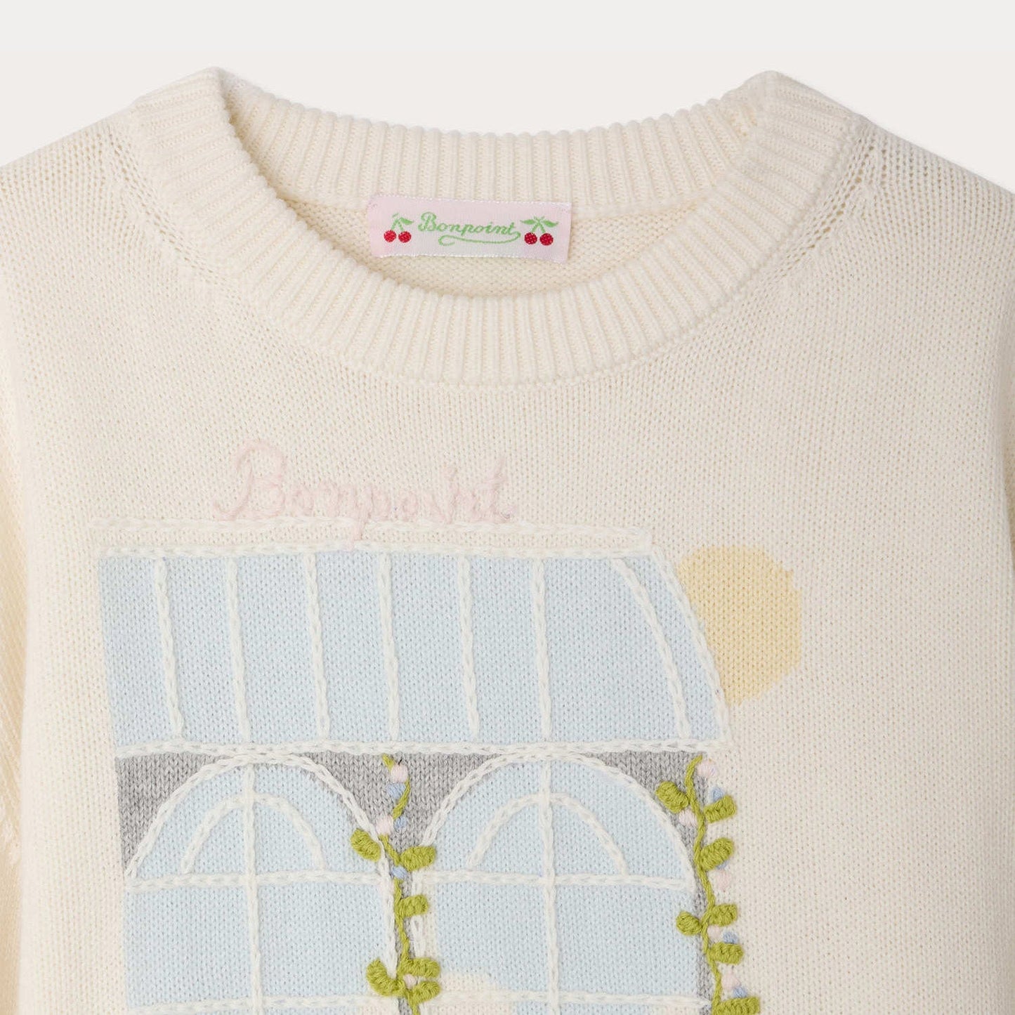 女童白色提花棉毛衣