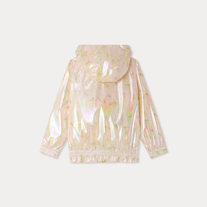 女童玫瑰粉色樱桃印花连帽夹克