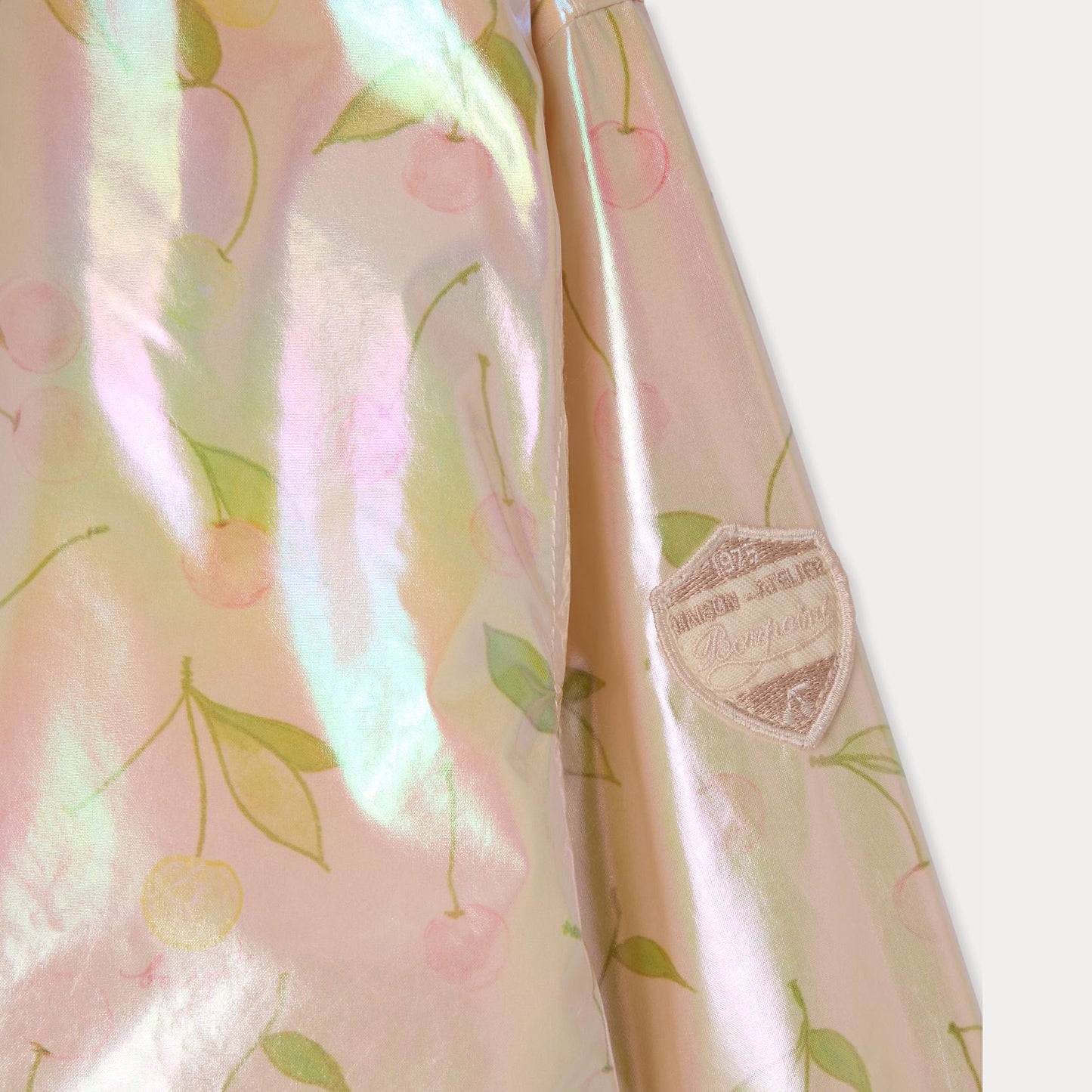 女童玫瑰粉色樱桃印花连帽夹克