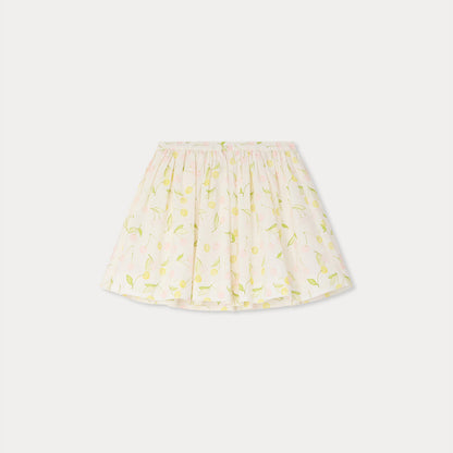 女童象牙白樱桃印花棉短裙