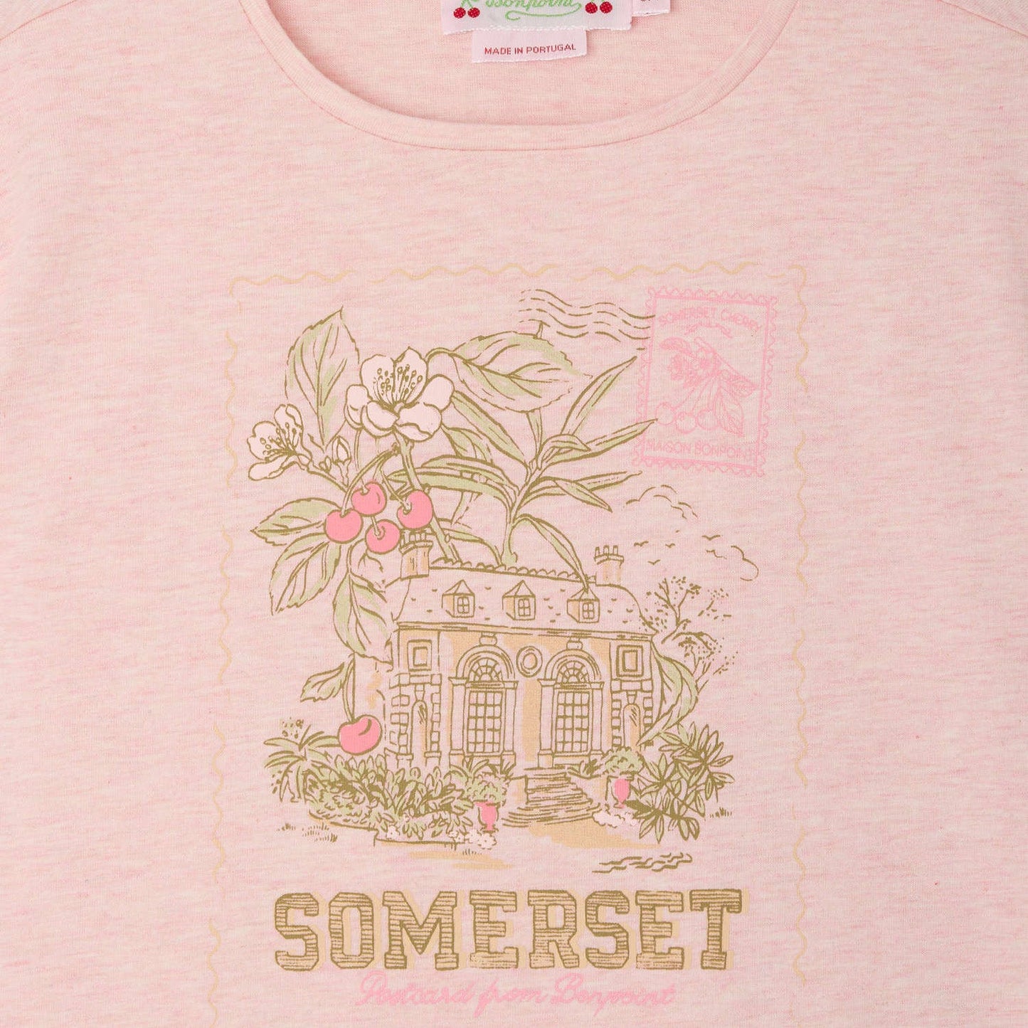 女童粉色印花棉T恤