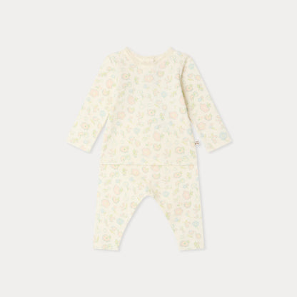 女婴米白色碎花棉套装