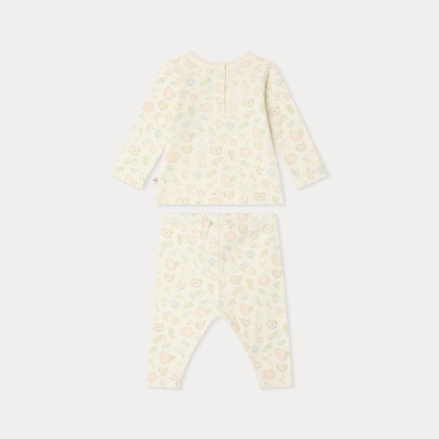 女婴米白色碎花棉套装