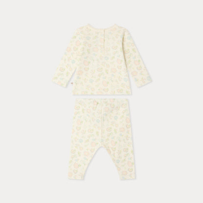 女婴米白色碎花棉套装
