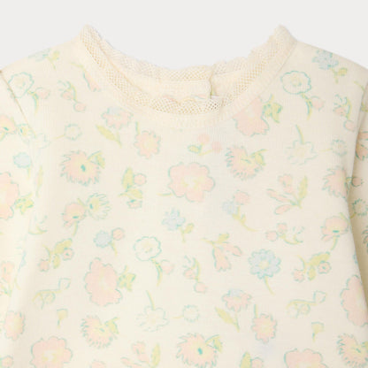 女婴米白色碎花棉套装