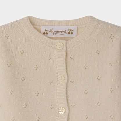 女婴象牙白羊绒开衫