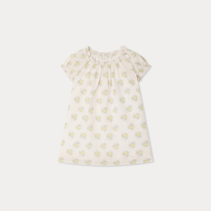 女婴米白色印花棉连衣裙