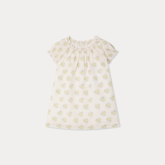 女婴米白色印花棉连衣裙