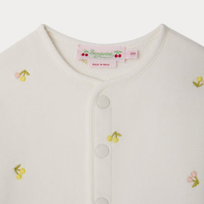 女婴白色樱桃刺绣夹克