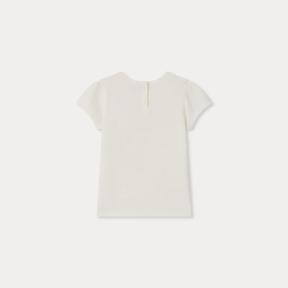 女婴白色印花棉T恤