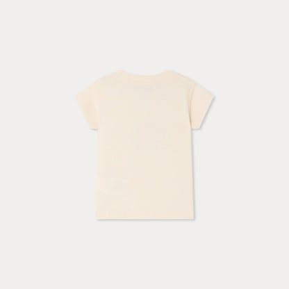 男婴象牙白小狗印花棉T恤