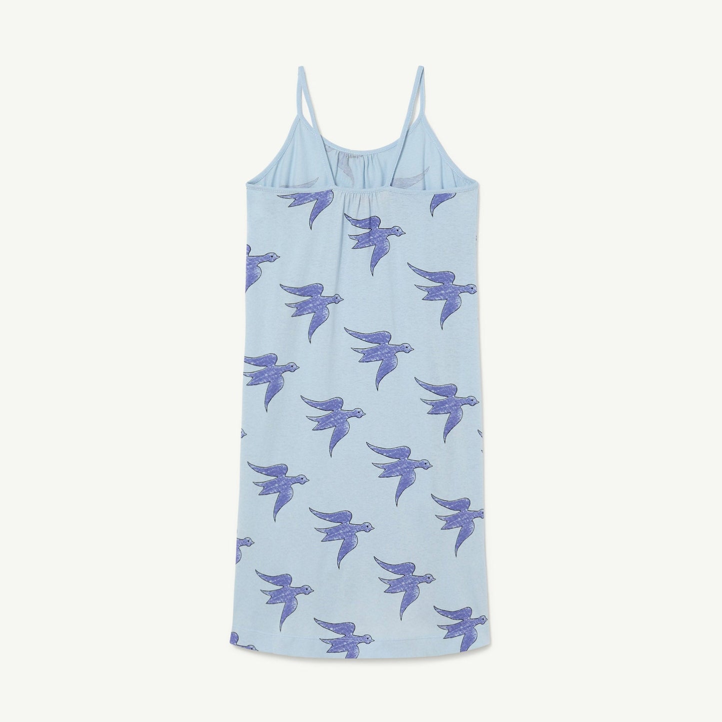 女童蓝色小鸟棉连衣裙