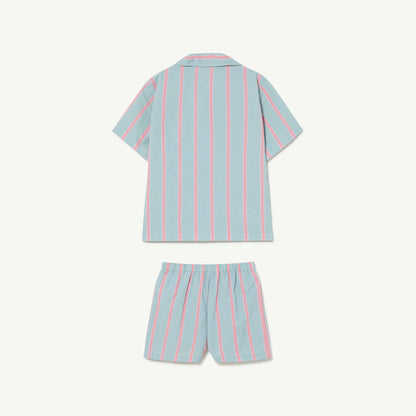 儿童丁香紫条纹棉睡衣套装