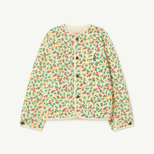 女童绿色碎花双面棉服