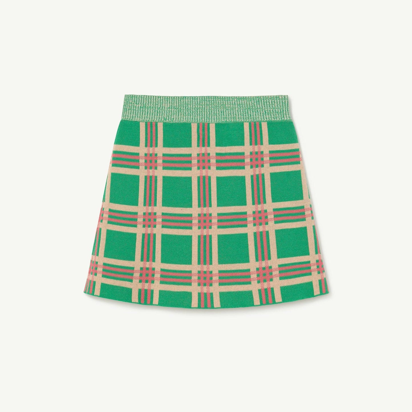 女童绿色格子Logo棉短裙