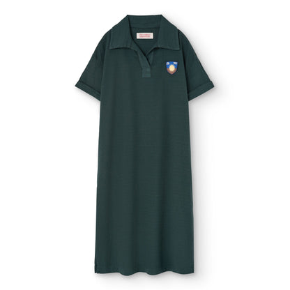 女童深绿色棉连衣裙