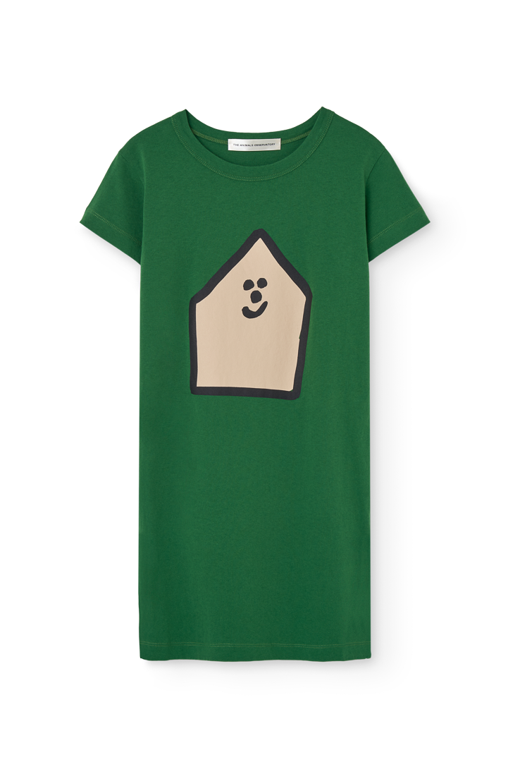 女童绿色印花棉连衣裙