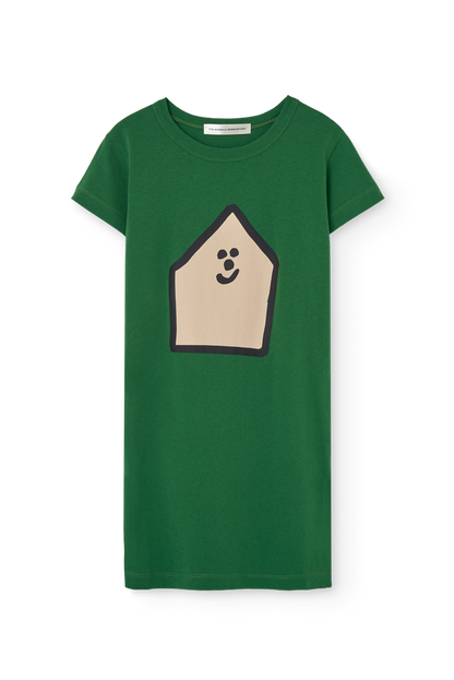 女童绿色印花棉连衣裙