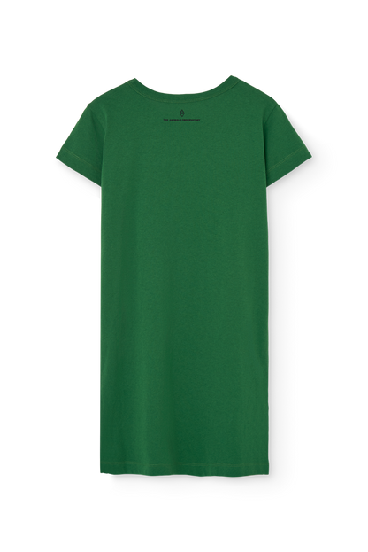 女童绿色印花棉连衣裙