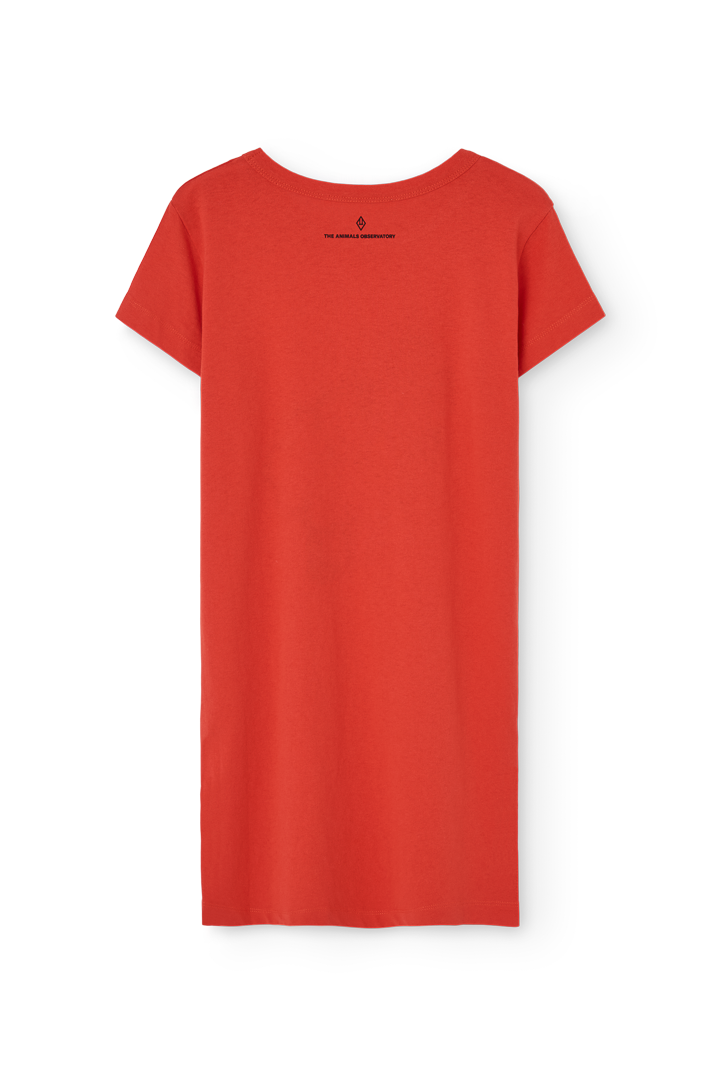 女童红色印花棉连衣裙