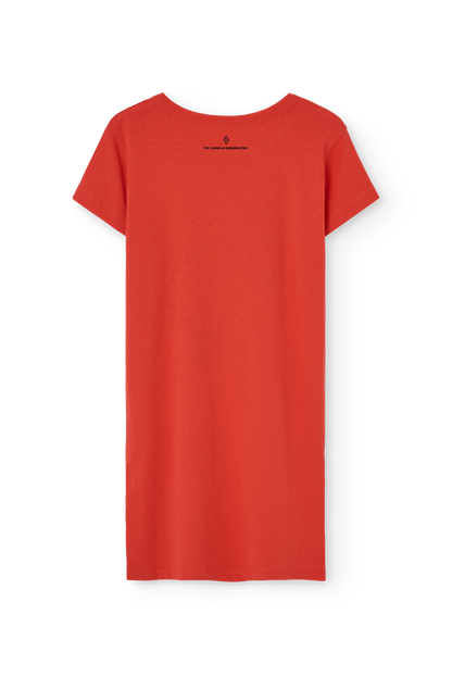 女童红色印花棉连衣裙