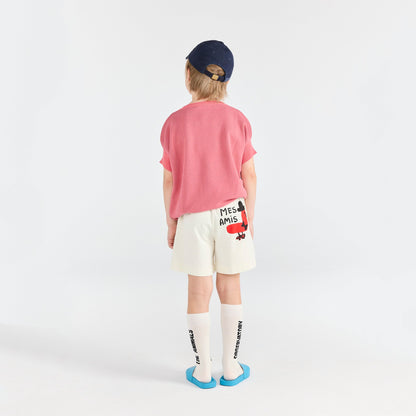 儿童粉色棉针织毛衣