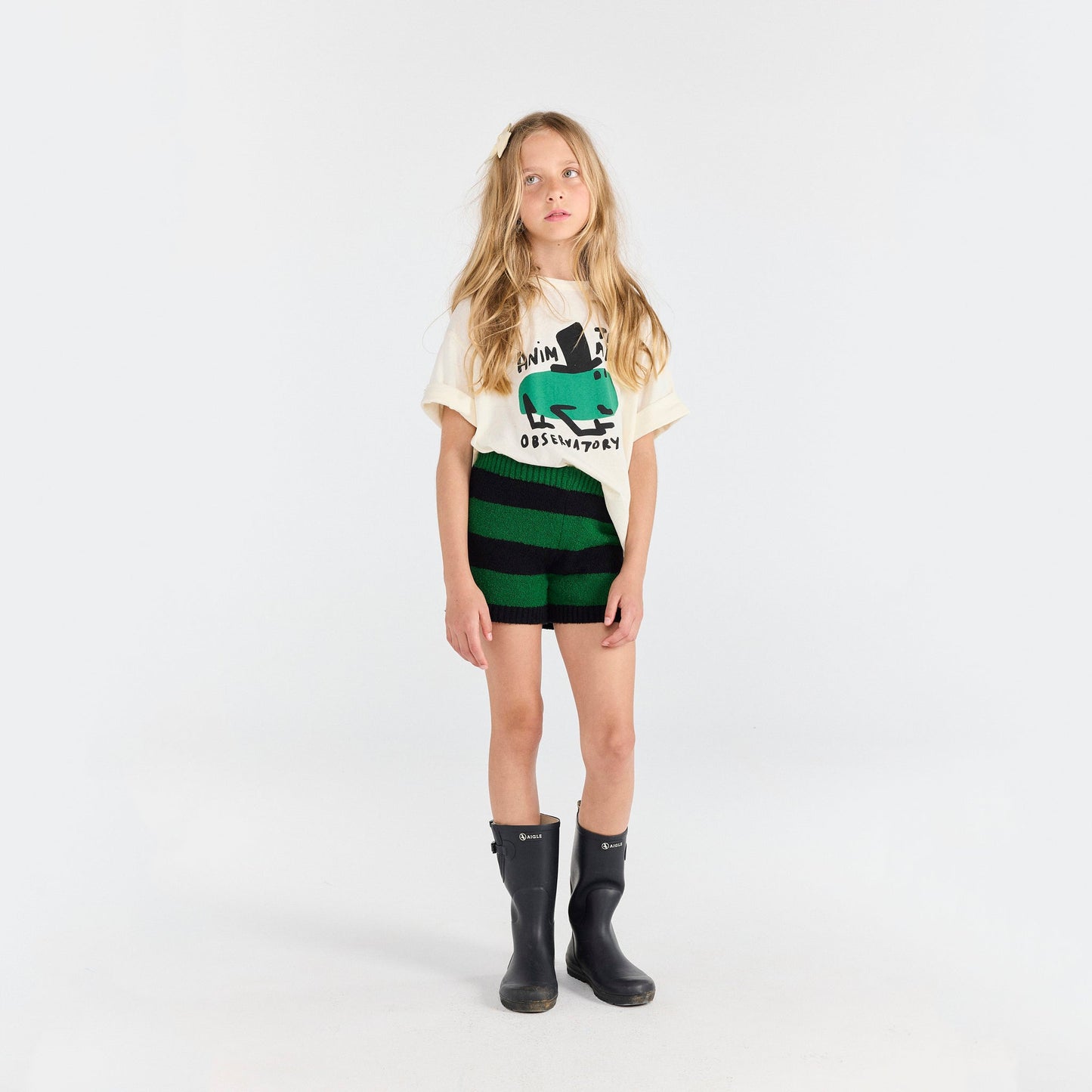 儿童白色印花棉T恤