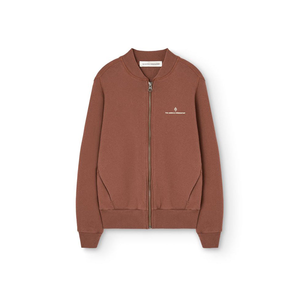 儿童棕色棉拉链夹克