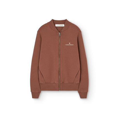 儿童棕色棉拉链夹克